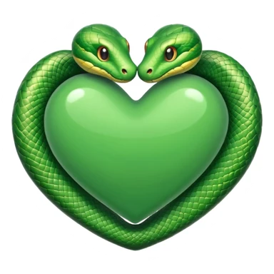 A green heart surrounded by a snake sticker