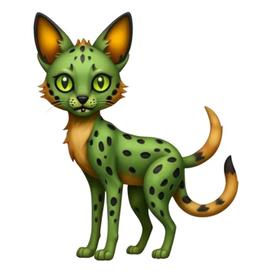 Eldritch green-fiery Dark-deep-blackish-Greenish Zombie-serval, full body sticker
