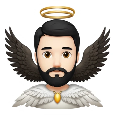 black hair, bearded man angel sticker