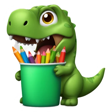 Dinosaur eating crayons sticker
