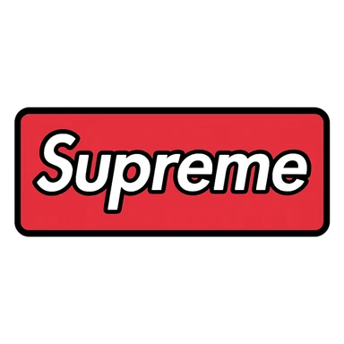 Supreme logo with white italic text in a red box, clean and modern look sticker