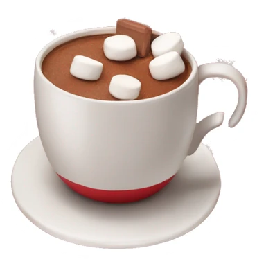 christmas red colour cup with chocolate and marshmallows sticker