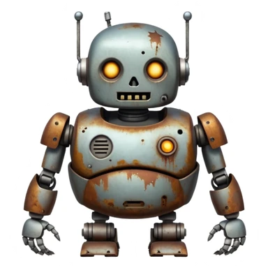 chubby undead robot with metal arms sticker