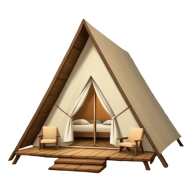 A-Frame house in a glamping setting, simple and clear sticker