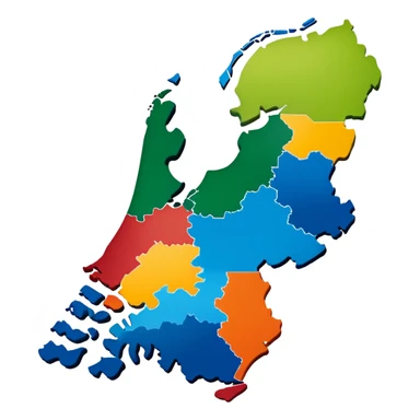 Map outline of the Netherlands with distinctive shape showing provinces sticker