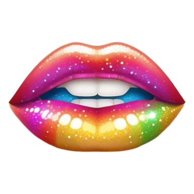 rainbow sparkles on lush, full lips. Lips only sticker