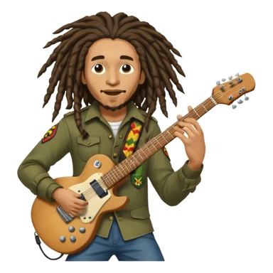  Bob Marley with dreadlocks play electric guitar heraldic crest sticker