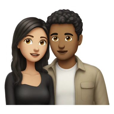 White couple with brown hair girl with black hair kissing sticker