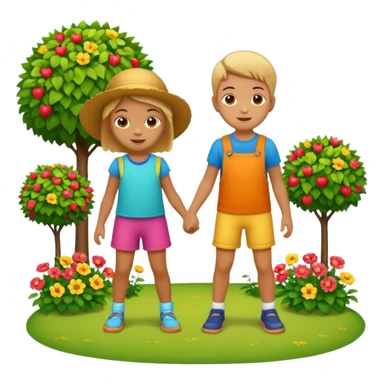 children playing in the garden sticker