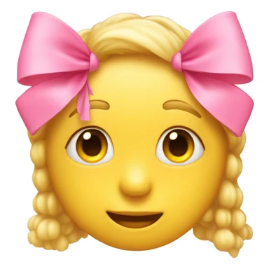 regular yellow emoji but has lashes and a pink bow on top sticker