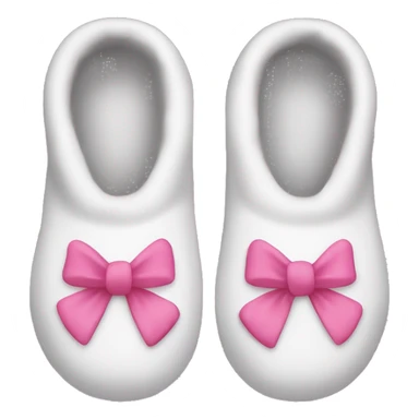 Make a pair of home sock slippers that are white with pink bows on them  sticker
