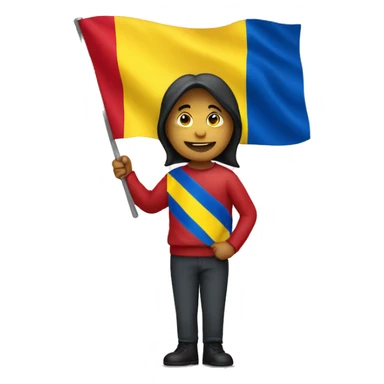 A person holding Romanian flag sticker