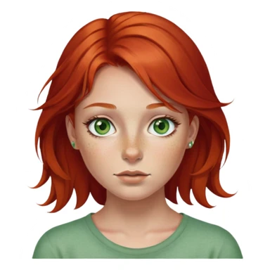 girl with red hair green eyes freckles nose ring  sticker