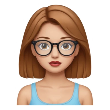 Hafif kahverengi saçlı, beyaz tenli, gözlüklü, crop giyinen ,dolgun dudaklı,makyajlı bir kiz sticker