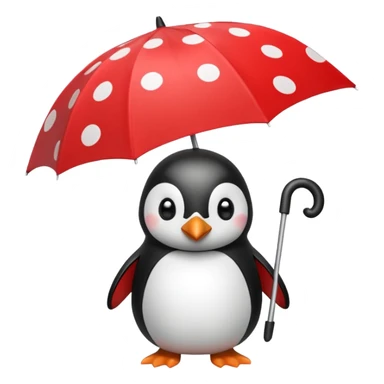Penguin with red polka-dot umbrella sticker