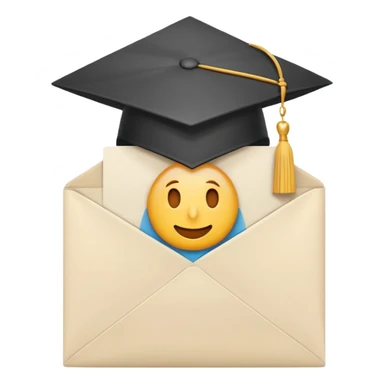 A simple emoji-style icon of a white manila envelope with subtle paper texture, clean edges, and a small graduation NUMBER  2022-photo icon on the front, graduation icon  sticker