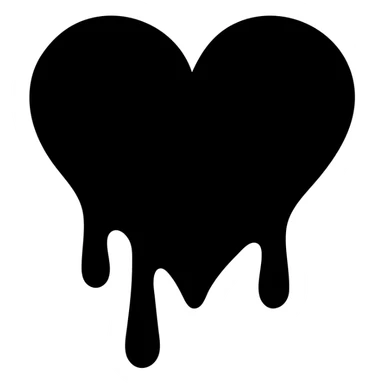 gothic heart with dripping black paint, solid filled icon style sticker