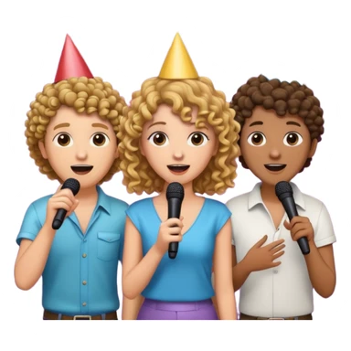 3 amigas en un karaoke cantando una chica rizada y las oreas pelo liso sticker