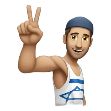 Israeli man lifting third finger sticker