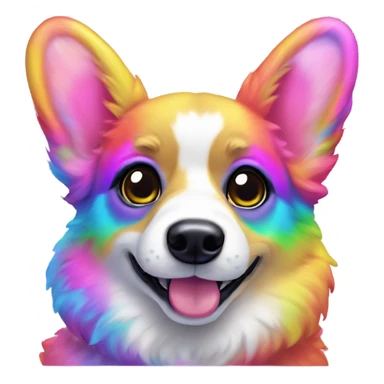 Lisa Frank Rainbow fur corgi sticker