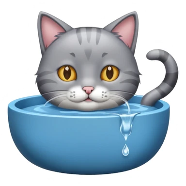 A water bowl with a cat drinking sticker
