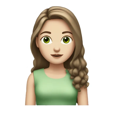 White Girl with long brown hair and green eyes sticker