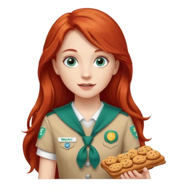 white girl scout with red long hair selling cookie at Wendy’s big sticker