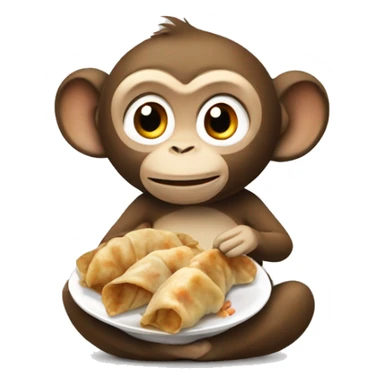 monkey eating a gyoza sticker