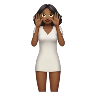 covering up with her hands sticker