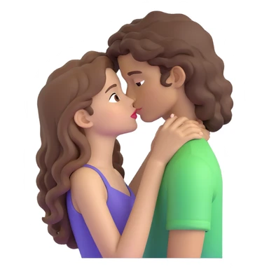 long light brown hair girl with pale skin and boy with dark curly hair and tanned skin kissing sticker