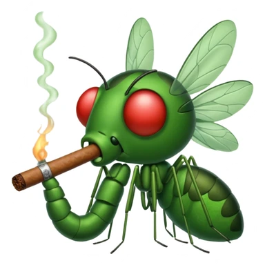 mosquito verde fumando un cigarro sticker