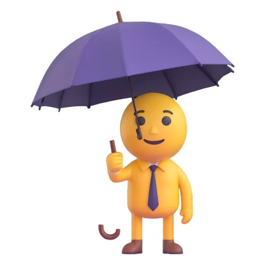 Change the umbrella to be closed, keep the man holding it out as if to shake hands, same 3D emoji style, no background. sticker