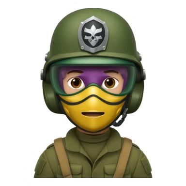 soldier with helmet and wearing mask in dark green sticker