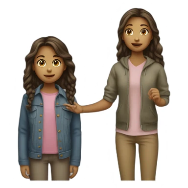a children girl stand up other person sticker