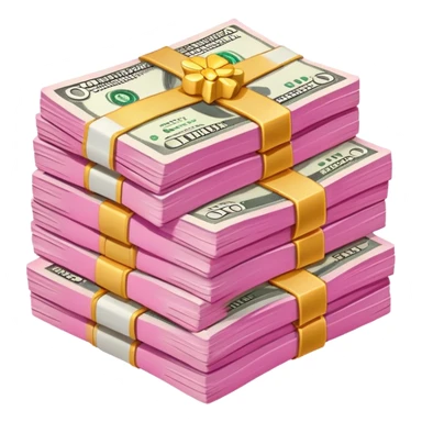 pink stack of cash sticker
