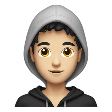 White boy model with black hair and black hoodie sticker