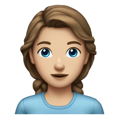 Girl with brown hair and blue eyes in a shirt sticker