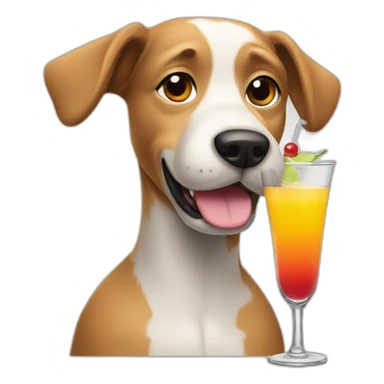 A dog drinking à coocktail sticker
