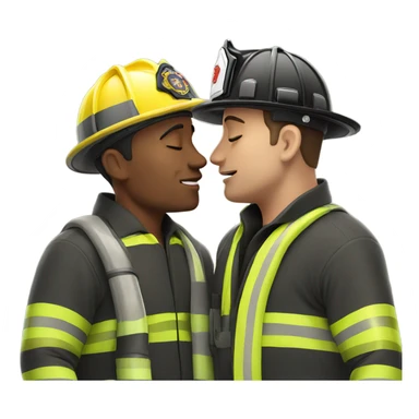 Male firemen kissing sticker