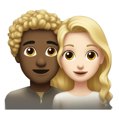 A blonde girl with pale skin kisses a light-skinned brown guy with curly black hair sticker