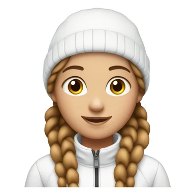 Ski girl with white hat and two brown braids sticker