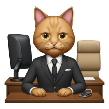 cat with a beard in the office boss sticker