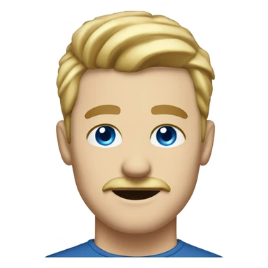 man with mustache, white man, blue eyes, blonde hair with shaved sides, throwing desk sticker