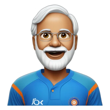 hyper realistic narendra modi in blue indian cricket team jersey with tongue out sticker