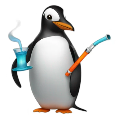 Penguin with hookah sticker