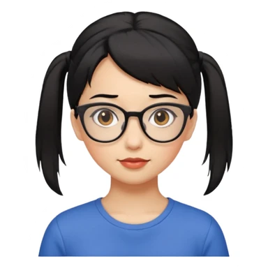 Ragazza con i capelli corti neri con una mezza coda con gli occhiali e gli occhi marroni sticker