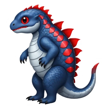 midnight blue-gray-black, with red markings, white belly, scaley Bastet-Liepard-Noibat-Gatomon-Garchomp-Digimon-Fakémon-Pokémon-creature (full body) sticker