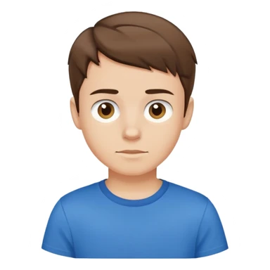 simple boy avatar with short brown hair and blue t-shirt sticker