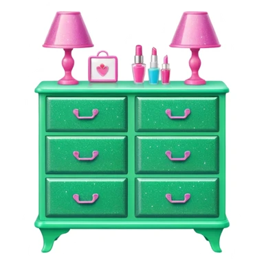 barbie dresser green with glitter sticker