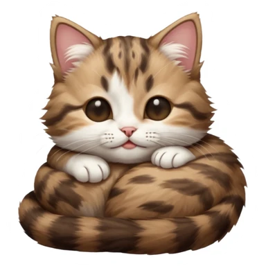 dark brown tabby and white kitten in funny positions with eyes closed sticker